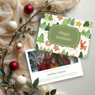 Cartão De Festividades Whimsical Charming Watercolor Christmas Desing