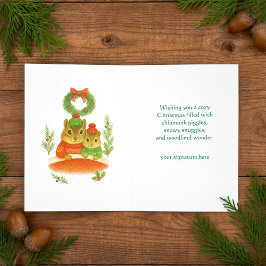 Cartão De Festividades Whimsical  Chipmunk Christmas Greeting Card
