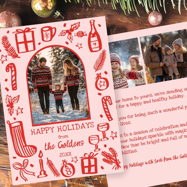 Cartão De Festividades Whimsical Christmas  Cute Custom Arch 3 PHOTO  (Whimsical Christmas Cute Custom Arch 3 PHOTO Holiday Card
)