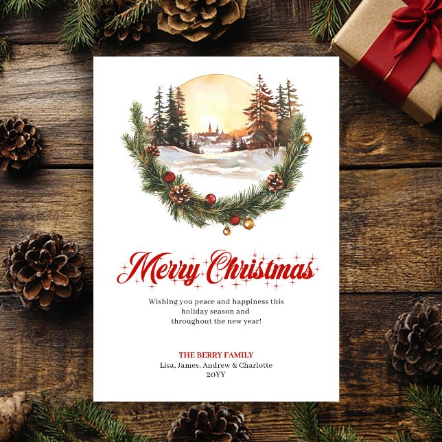 Cartão De Festividades Whimsical Christmas Scene Modern Greeting Card (Whimsical Christmas Scene Modern Greeting Card)