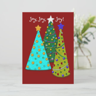 Cartão De Festividades Whimsical Christmas Trees Faux Felt Look