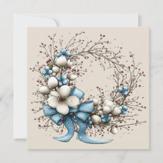 Cartão De Festividades Whimsical Christmas Wreath Greeting Card
