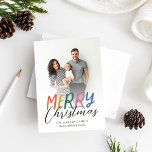 Cartão De Festividades Whimsical Colorful Merry Christmas Full Photo<br><div class="desc">Make a stylish statement this holiday season with this festive and fun holiday photo card. The front features playful colorful styled type and custom text. The back features a matching colorful dot pattern for an extra special touch. Please visit my store to see more stylish holiday cards.</div>