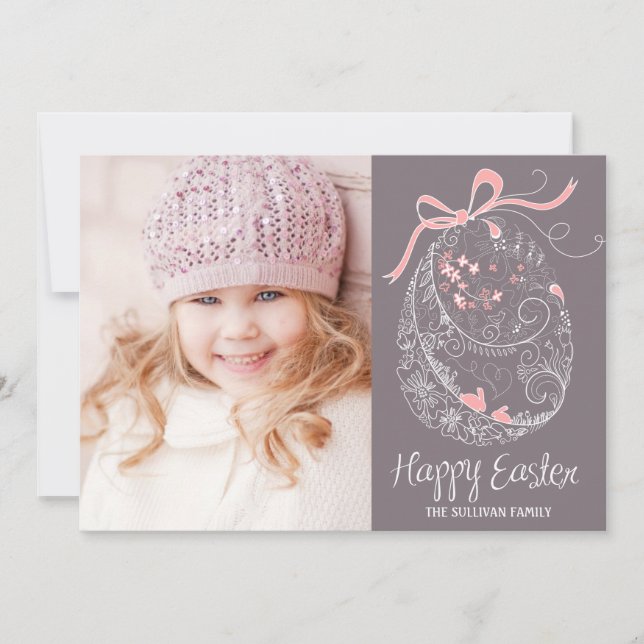 Cartão De Festividades Whimsical Easter Egg | Happy Easter Flat Card (Frente)