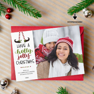 Cartão De Festividades Whimsical Elf HOLLY JOLLY NATMAS