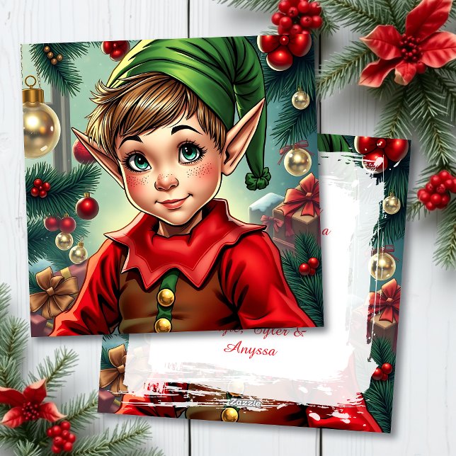 Cartão De Festividades Whimsical Elf | Personalized Christmas (Criador carregado)