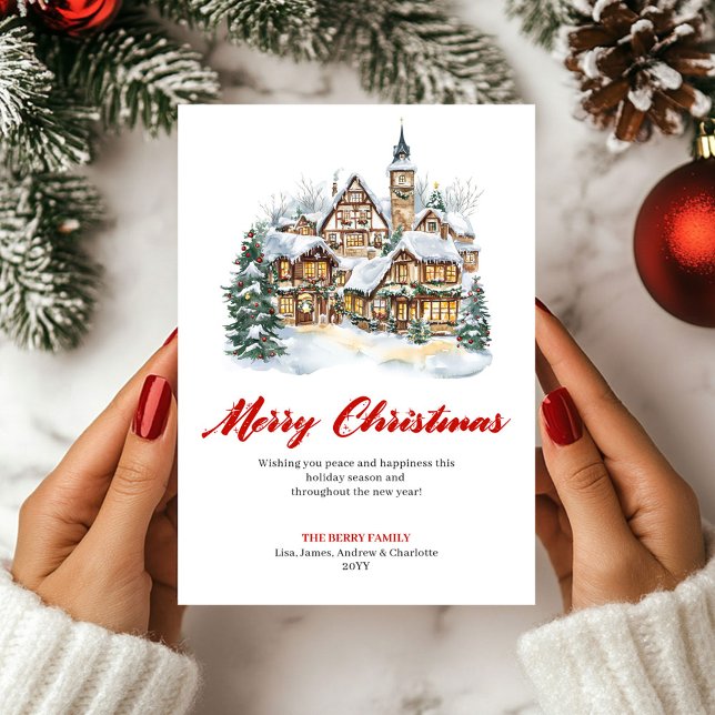 Cartão De Festividades Whimsical Festive Holiday Scene Greeting Card (Whimsical Festive Holiday Scene Greeting Card)