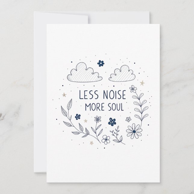 Cartão De Festividades Whimsical Floral Soul Quote Line Art (Frente)