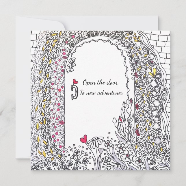 Cartão De Festividades Whimsical Garden Door New Adventures Square Art (Frente)