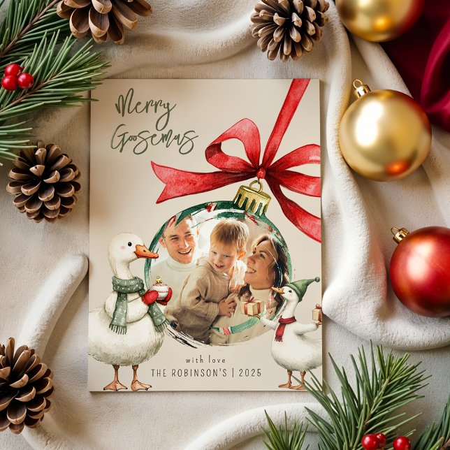 Cartão De Festividades Whimsical Goose Christmas (Criador carregado)