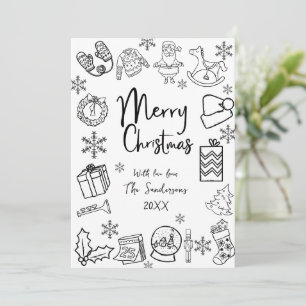 Cartão De Festividades Whimsical Hand Desenhou Feliz Natal