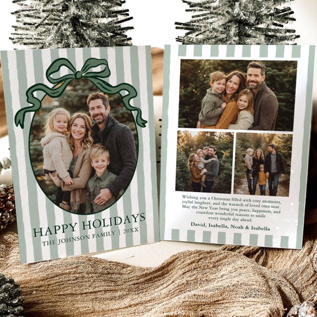 Cartão De Festividades Whimsical Hand Drawn Coquette Bow Family Photo (Whimsical Hand Drawn Coquette Bow Family Photo Holiday Card)