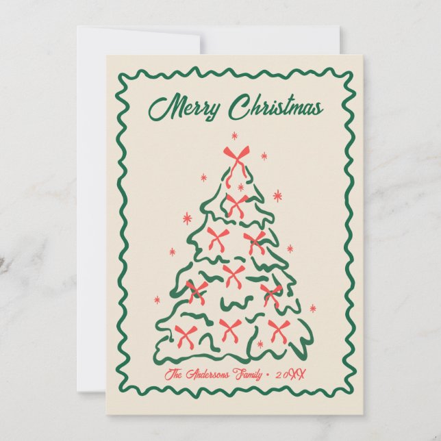 Cartão De Festividades Whimsical Hand Drawn Quirky Merry Christmas Photo  (Frente)