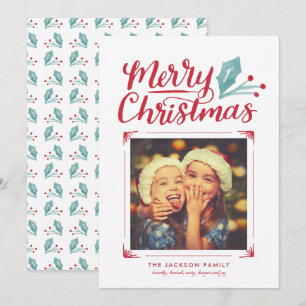 Cartão De Festividades Whimsical Hand Lettered Christmas Photo