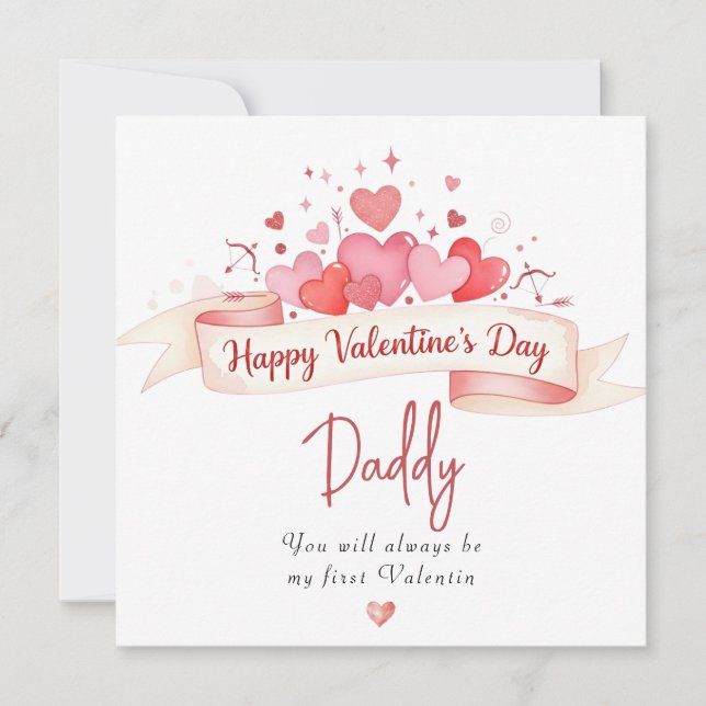 Cartão De Festividades Whimsical Happy Valentine's Day Daddy Greeting  (Frente)