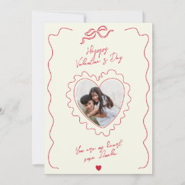 Cartão De Festividades Whimsical Heart Photo Bow Frame Love Valentines