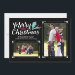 Cartão De Festividades Whimsical Holly 2-Photo Natal<br><div class="desc">Envie seus cartões de natal em estilo com este cartão de feriado de 2 fotos com trabalho de arte de caligrafia manuscrita e coloração aquosa holly. Vem com um design de padrão de aquarela correspondente no verso. Opte por um toque extra luxuoso com papel texturado ou forma cortada.</div>