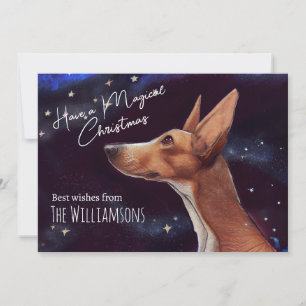 Cartão De Festividades Whimsical Mágico de Arte Canina de Natal