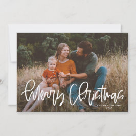 Cartão De Festividades Whimsical Modern Script Feliz Foto de Natal