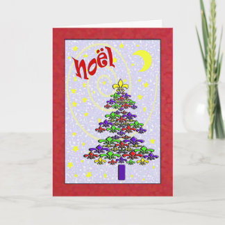 Cartão De Festividades Whimsical Noel Fleur de Lis Christmas Tree