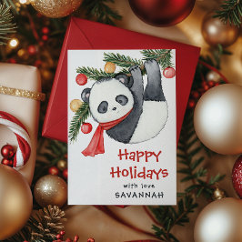 Cartão De Festividades Whimsical Panda Classroom Christmas