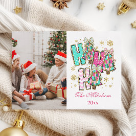Cartão De Festividades Whimsical Photo Ho Ho Ho Christmas Family