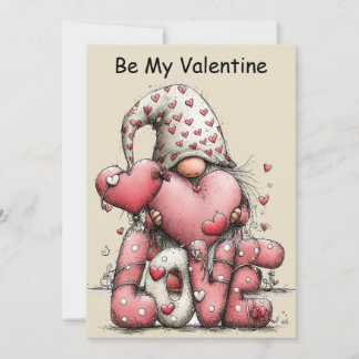 Cartão De Festividades Whimsical Pink Watercolor Ink Gnome Illustration