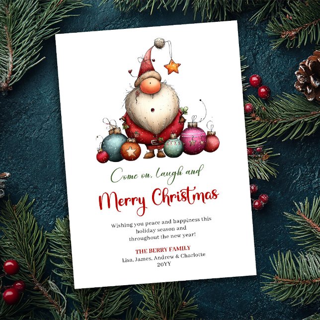 Cartão De Festividades Whimsical Quirky Santa Minimalist Holiday Greeting (Whimsical Quirky Santa Minimalist Holiday Greeting Card)