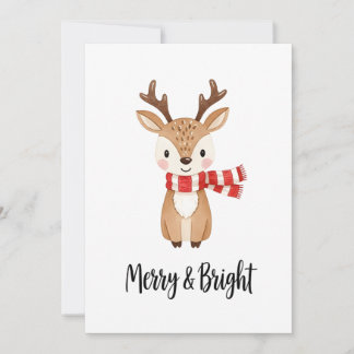 Cartão De Festividades Whimsical Reindeer Watercolor Christmas Card