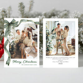 Cartão De Festividades Whimsical Sage Green Christmas Bow Ribbon 2 Photo