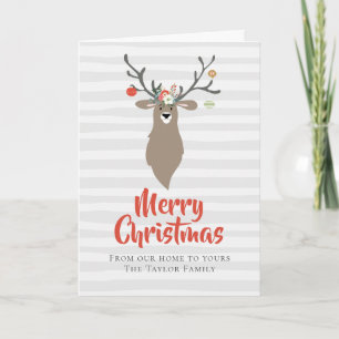 Cartão De Festividades Whimsical Stag Deer Personalizado Natal