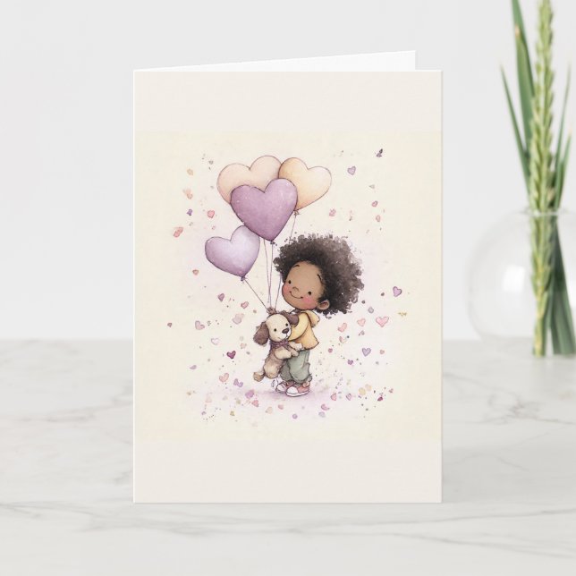 Cartão De Festividades Whimsical Valentine Greeting Card – Watercolor (Frente)