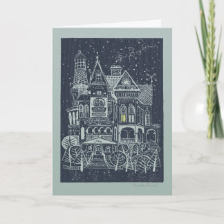 Cartão De Festividades Whimsical Victorian House Christmas Card