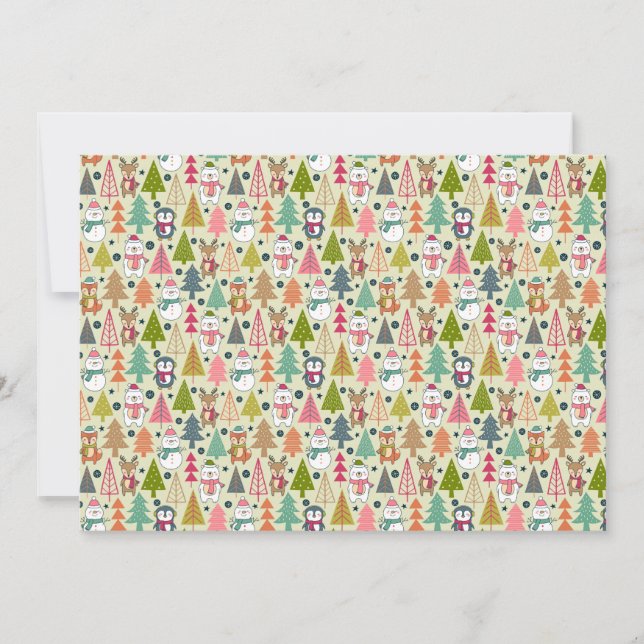 Cartão De Festividades Whimsical Winter Forest Friends (Frente)