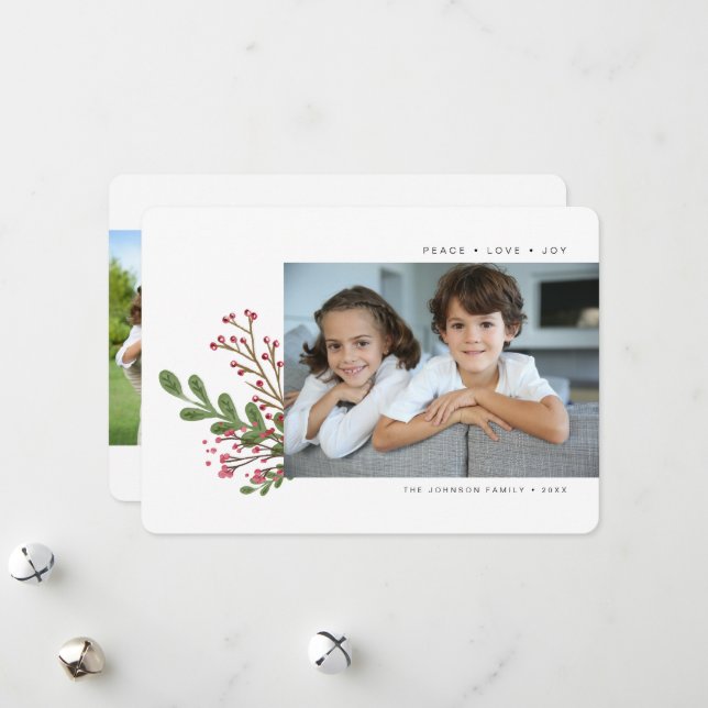 Cartão De Festividades Whimsical Winter Greenery 2 Foto (Frente/Verso In Situ)