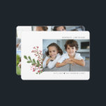 Cartão De Festividades Whimsical Winter Greenery 5 Foto<br><div class="desc">O cartão festivo e de férias moderno apresenta cores aquáticas pintadas de verde botânico de inverno com 5 das nossas fotos favoritas.</div>