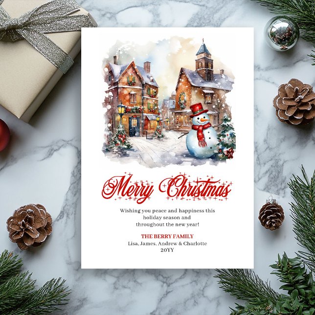 Cartão De Festividades Whimsical winter scene editable greeting card (Whimsical winter scene editable greeting card

)