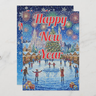 Cartão De Festividades Whimsical Winter Wonderland Fireworks Holiday Card