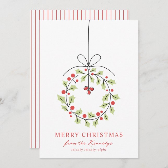 Cartão De Festividades Whimsical Wreath Christmas (Frente/Verso)