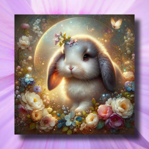 Cartão De Festividades Whimsof Fantasy Art Lop Ouvia Páscoa de Bunny
