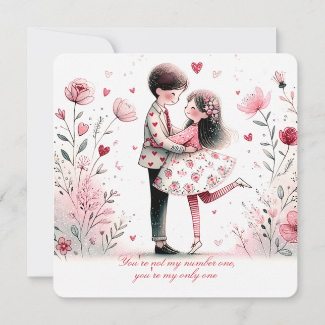 Cartão De Festividades Whimsy Loving Valentine Couple  (Frente)