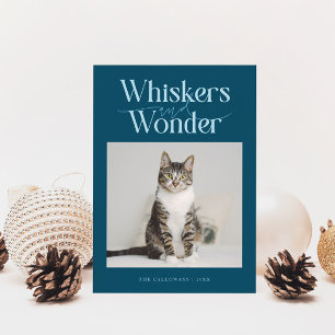 Cartão De Festividades Whiskers & Wonder Cat Foto de Natal