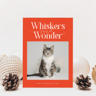 Cartão De Festividades Whiskers & Wonder Cat Foto Retro Natal Vermelho
