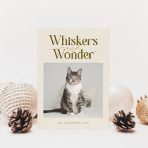 Cartão De Festividades Whiskers & Wonder Cat Photo Cream Natal