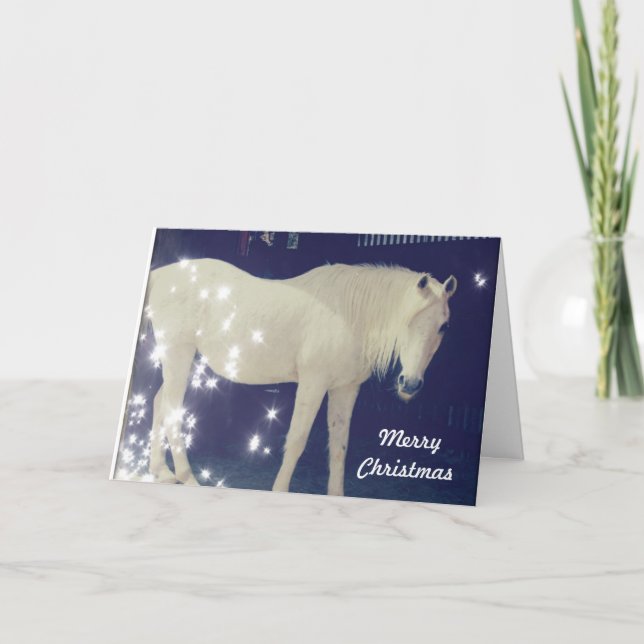 Cartão De Festividades White Arabian Horse Christmas Card (Frente)