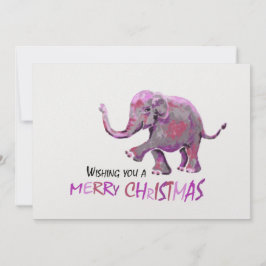 Cartão De Festividades White Background Little Painted Elephant Xmas