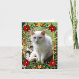 Cartão De Festividades White Christmas Dream Cat Holiday Card Folded