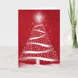 Cartão De Festividades white Christmas tree with star