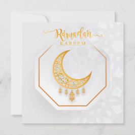 Cartão De Festividades White e Ouro 2 do Ramadan Kareem personalizado