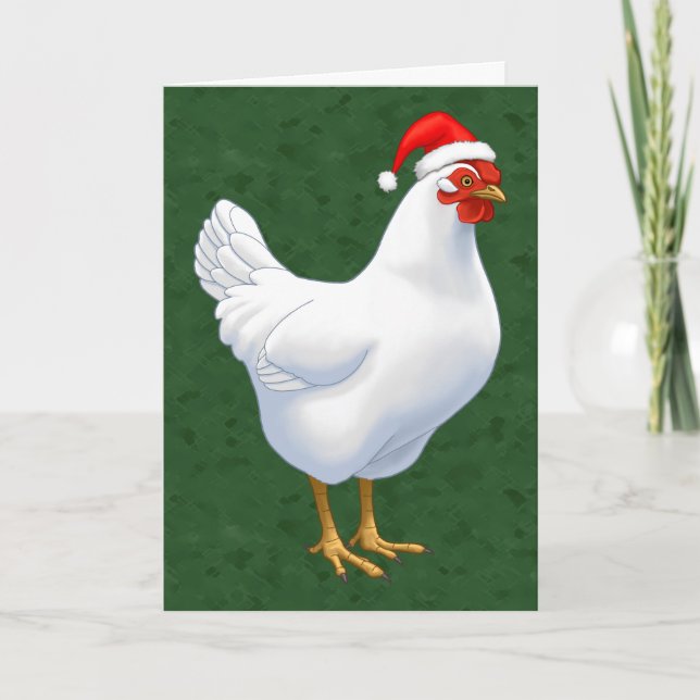 Cartão De Festividades White Hen no Natal, Feliz de Natal (Frente)